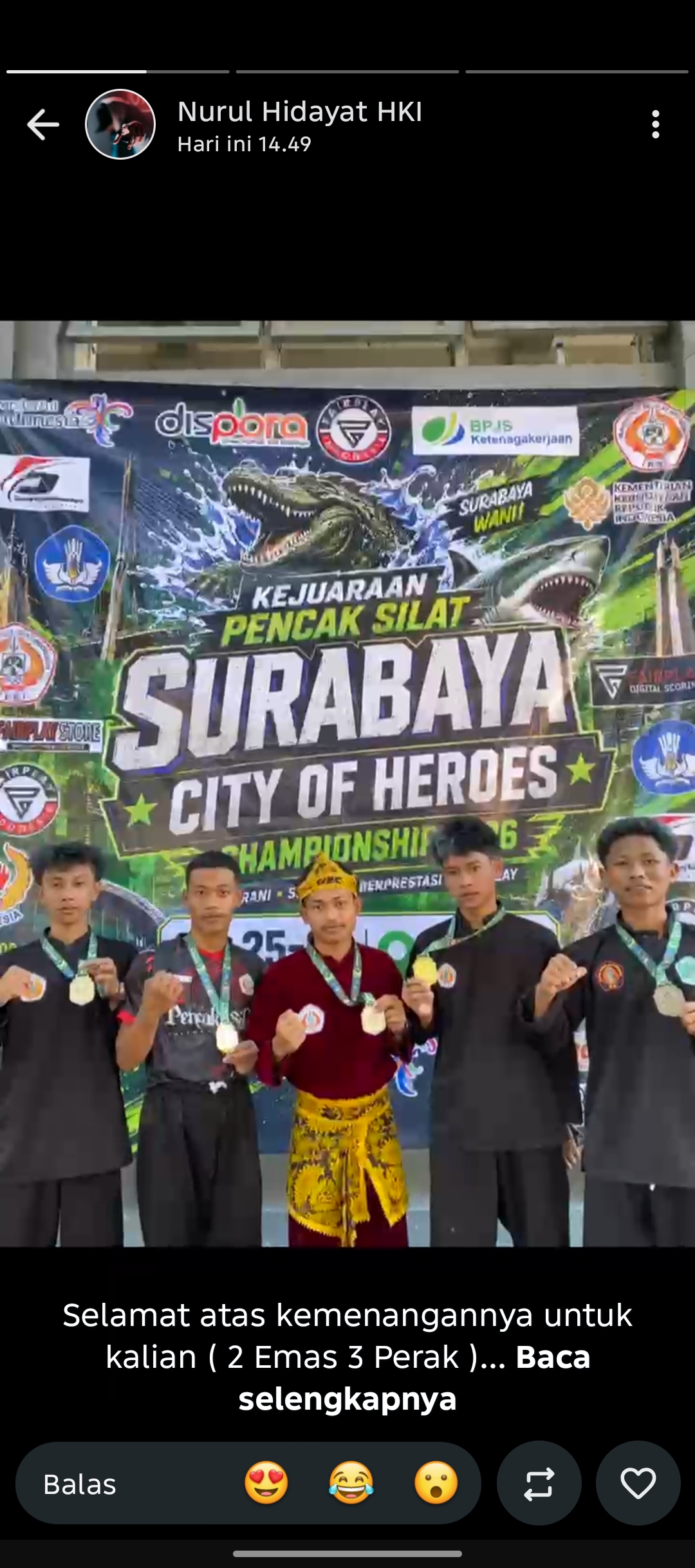 Medali Perak Pencak Silat Kategori Seni dalam ajang "Kejuaraan Pencak Silat Surabaya City Of Heroes Championsip 2026"